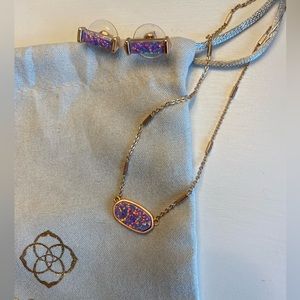 Kendra Scott Purple/Opal Earrings and Necklace Set